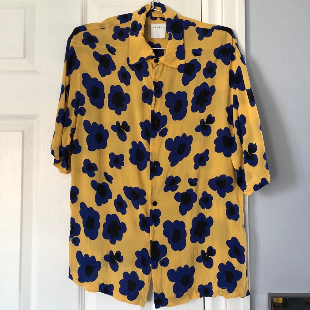 Sandro men’s floral short-sleeve shirt size XS